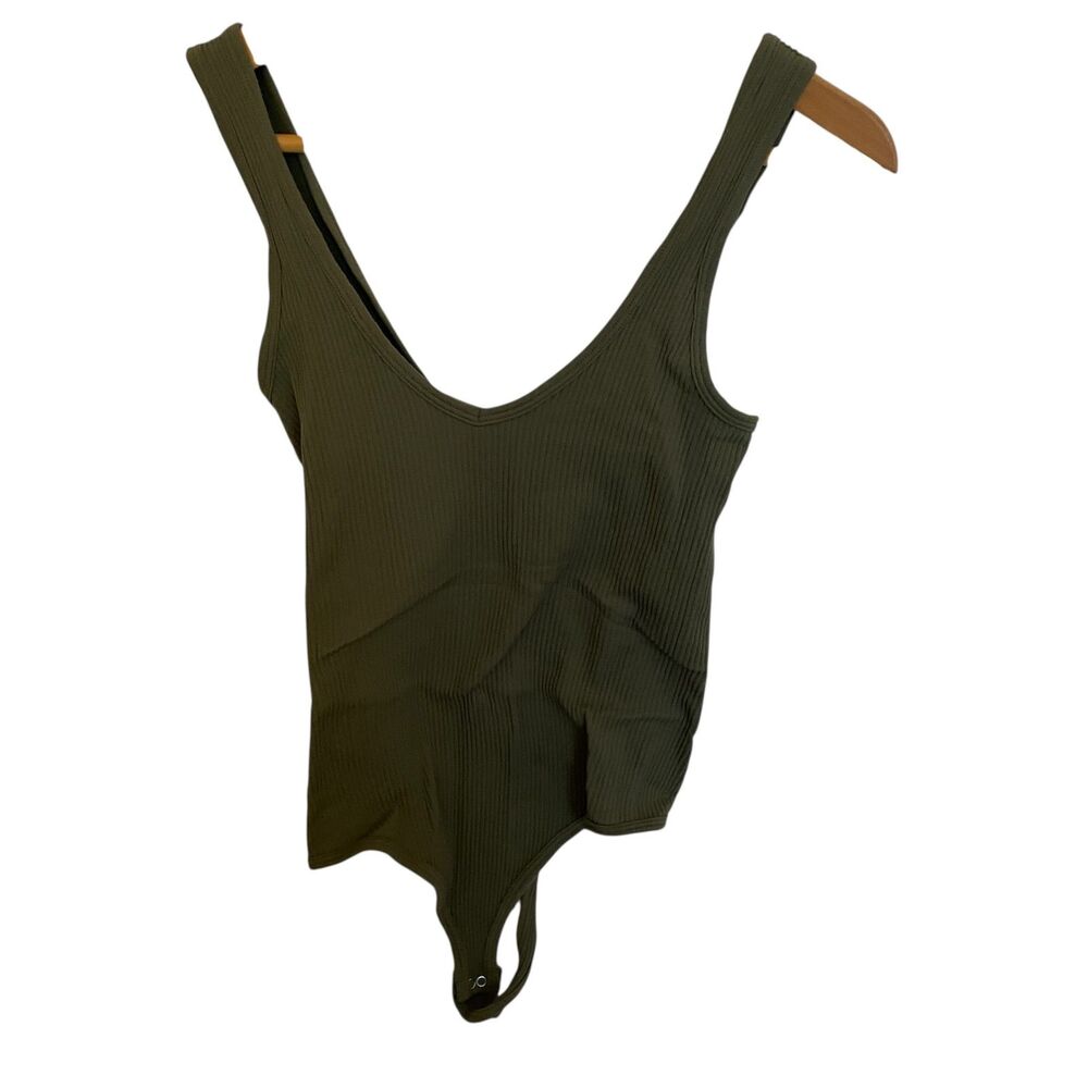 Free People Bodysuit Ribbed Tank Sz Medium / Large Boho Stretch Casual Going Out